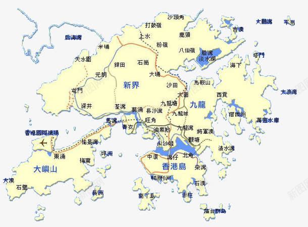 香港地图png免抠素材_新图网 https://ixintu.com 中华人民共和国香港特别行政区 中国香港 地图 轮廓 香港 香港地图 黄色