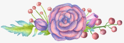 清新森系水彩紫色花朵花边素材