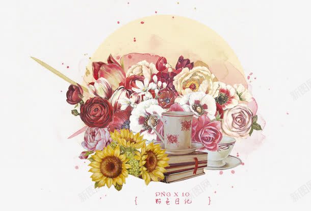 粉色花朵png免抠素材_新图网 https://ixintu.com 向日葵 和风素材 粉色 花朵 花瓶