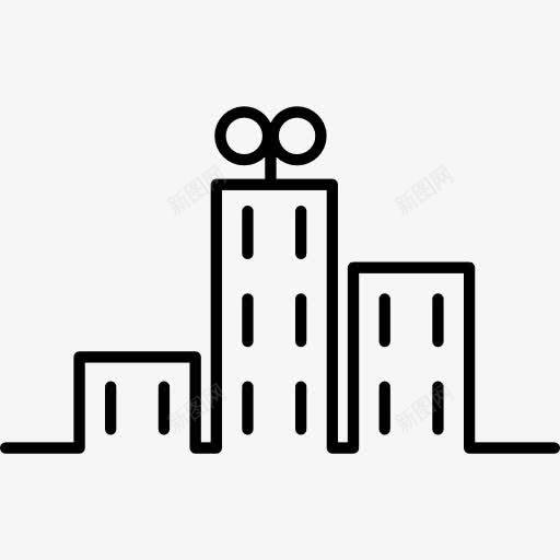 城市建筑中的卡通轮廓图标png_新图网 https://ixintu.com 城市 城市景观 建筑 建筑轮廓 摩天大楼