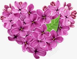 紫色花朵爱心树叶素材