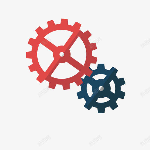 两个齿轮png免抠素材_新图网 https://ixintu.com 两个 卡通 圆形 手绘 简图 红色 蓝色 齿轮