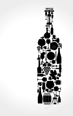 简约酒瓶抽象红酒海报背景矢量图高清图片