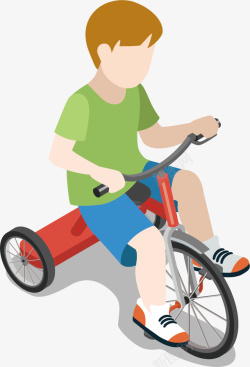 骑山轮车的小男孩矢量图素材