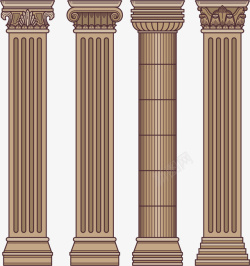 圆柱柱子褐色墙柱矢量图高清图片