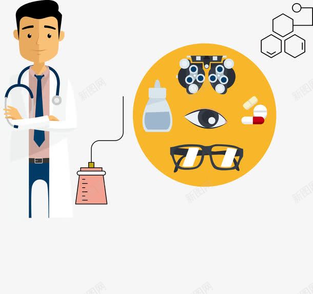 医学科研png免抠素材_新图网 https://ixintu.com 仪器 男医生 科研人员 药品 黄色