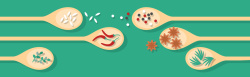 辣椒与调料勺子食物banner矢量图高清图片