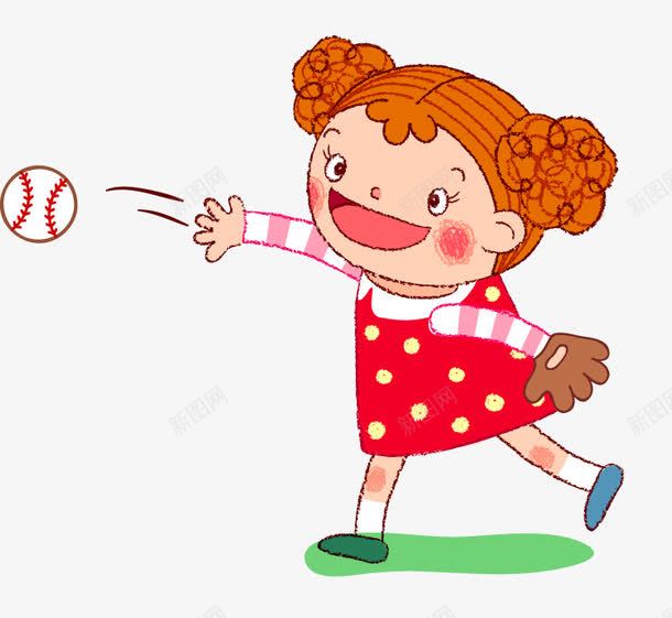 扔棒球的小女孩png免抠素材_新图网 https://ixintu.com 卡通 小女孩 扔棒球