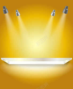 四只聚光灯照射下产品展示平台背景矢量图背景