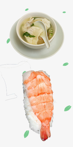 可口的豆腐花豆腐脑和生鱼片寿司高清图片