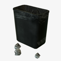 黑色塑料袋黑色塑料袋纸垃圾篓高清图片