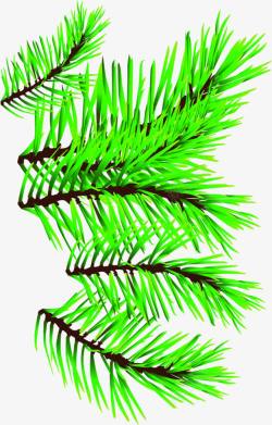 绿色创意合成手绘圣诞树树叶素材