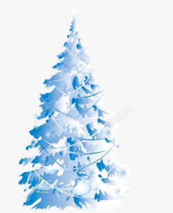 蓝色可爱圣诞树装饰素材