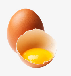 聪明鸡蛋深褐色鸡蛋爆开的初生蛋黄实物高清图片