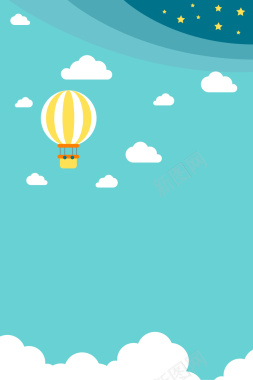 卡通扁平化热气球天空背景矢量图背景