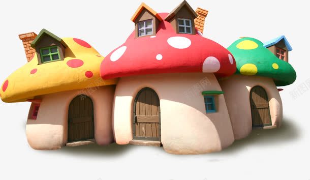 卡通蘑菇小房子png免抠素材_新图网 https://ixintu.com 卡通 房子 蘑菇