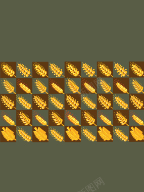 小麦营养谷物美食墨绿复古文艺背景矢量图背景