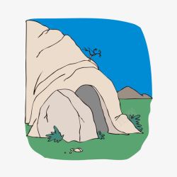山洞风景插画素材
