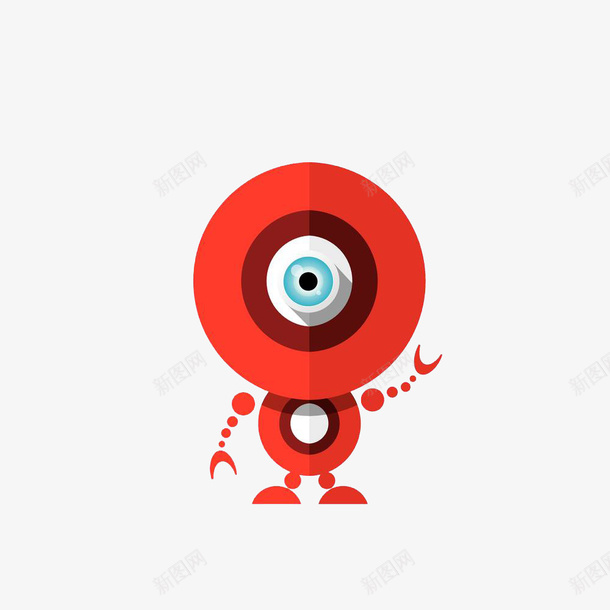 手绘红色的机器人图png免抠素材_新图网 https://ixintu.com 创意 卡通手绘 大眼睛 抽象 机器人 水彩 科技 红色