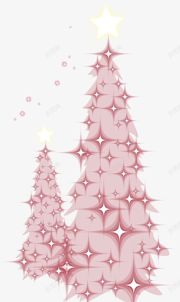 粉色手绘星星圣诞树装饰png免抠素材_新图网 https://ixintu.com 圣诞树 星星 粉色 装饰