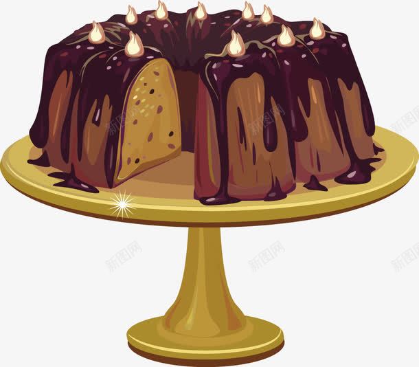 蛋糕png免抠素材_新图网 https://ixintu.com 卡通 巧克力 托盘 蛋糕 黄色