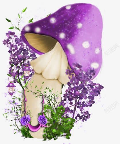 紫色蘑菇png免抠素材_新图网 https://ixintu.com 卡通 梦幻 紫色 蘑菇