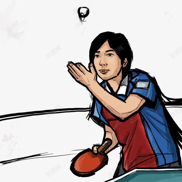手绘乒乓球运动png免抠素材_新图网 https://ixintu.com 乒乓球运动员 田径运动 运动