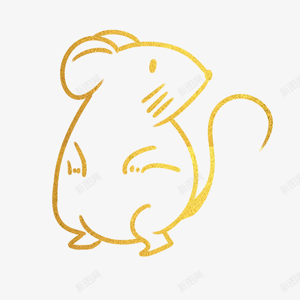2020年金属手绘老鼠png免抠素材_新图网 https://ixintu.com 2020年 手绘 老鼠 金属 金色老鼠