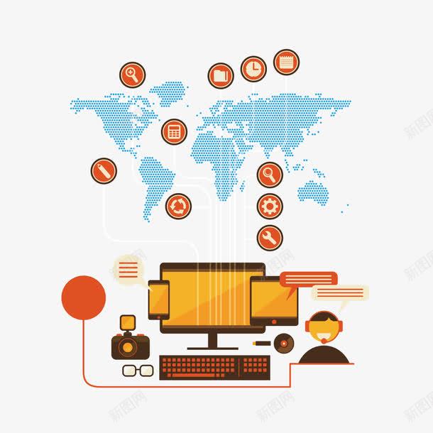 扁平化互联网科技png免抠素材_新图网 https://ixintu.com 互联网 人 地图 扁平化 扁平化素材 电脑