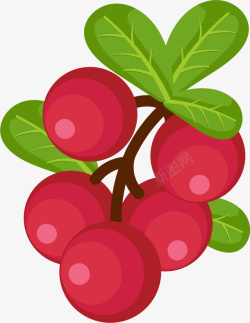 绿叶红色卡通蔓越莓素材
