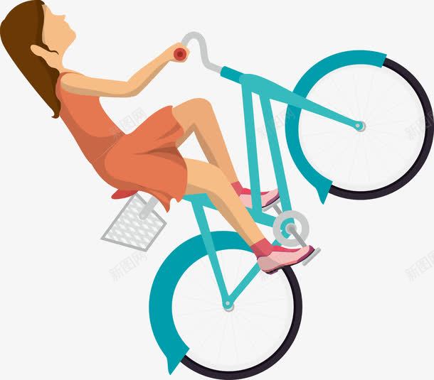 卡通骑单车的女孩png免抠素材_新图网 https://ixintu.com 单车 卡通人 卡通骑车的人 扁平化 矢量骑车的人 自行车 骑自行车 骑车 骑车人