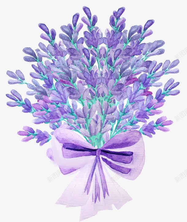 紫色手绘花束png免抠素材_新图网 https://ixintu.com 免抠花朵 小清新 手绘 紫色 花束 装饰图案 鲜花