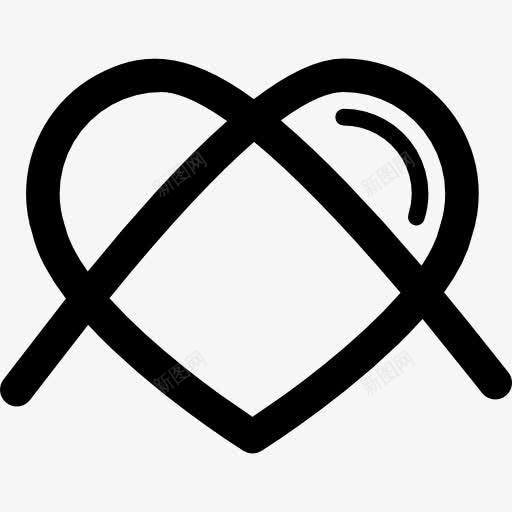 心形的轮廓交叉线图标png_新图网 https://ixintu.com 交叉线 十字架形状 心 心的形状 心的轮廓