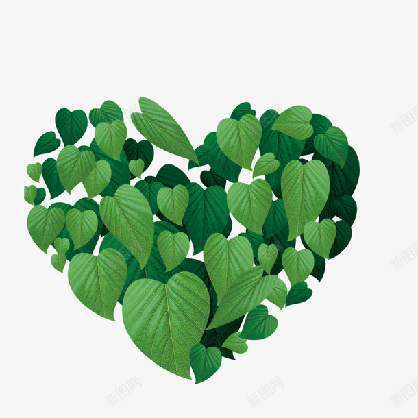 绿色叶子植物心形png免抠素材_新图网 https://ixintu.com 卡通植物 植物心形 绿色植物 背景装饰