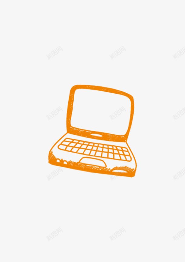 素描笔记本电脑psd免抠素材_新图网 https://ixintu.com 橙色 电脑 笔记本 素描 计算机