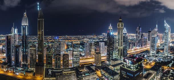 夜幕降临的城市风景背景