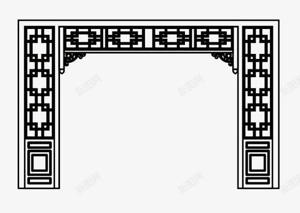 门框png免抠素材_新图网 https://ixintu.com 传统 复古 门框 黑白