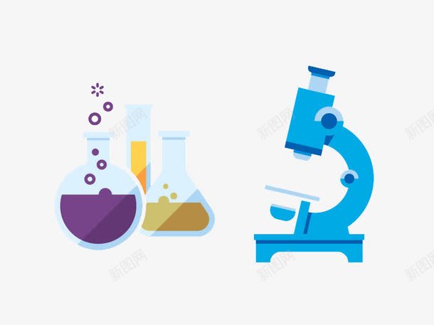 科学仪器png免抠素材_新图网 https://ixintu.com 显微镜 烧瓶 研究