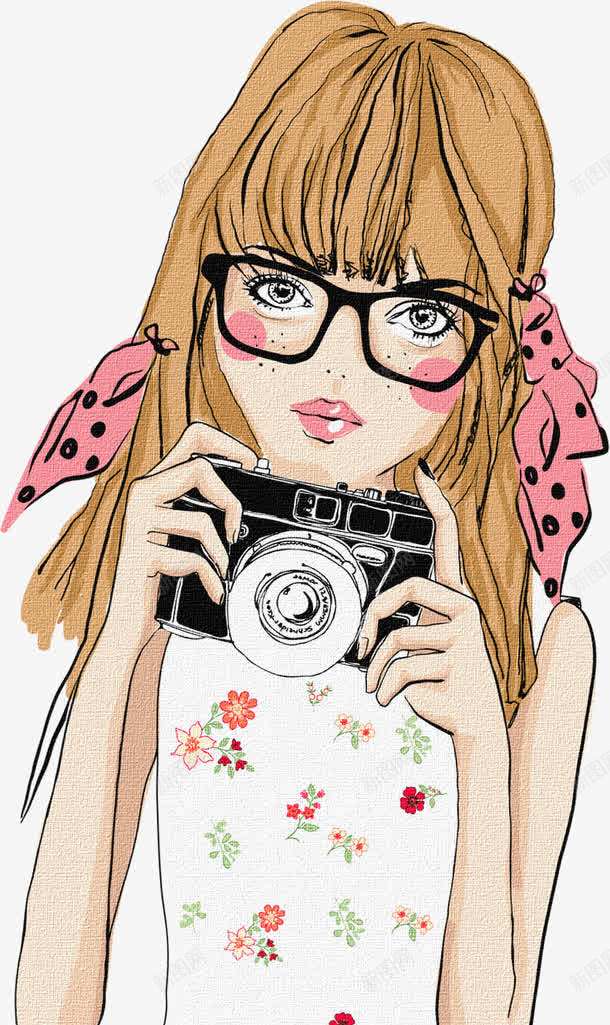 手拿相机的卡通女孩png免抠素材_新图网 https://ixintu.com girl 剪贴画 卡通 可爱 女孩 相机