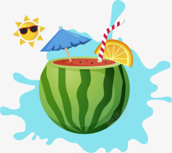 夏天西瓜炎热夏天西瓜饮料解渴矢量图高清图片