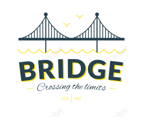 卡通桥梁logo简约背景矢量图背景