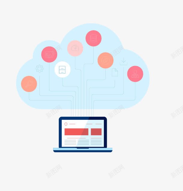 扁平化电脑png免抠素材_新图网 https://ixintu.com 云计算 扁平化电脑 矢量电脑