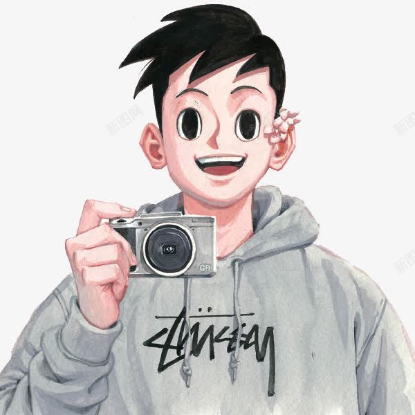 拿相机的男孩png免抠素材_新图网 https://ixintu.com PNG 卡通 手绘 男孩 相机