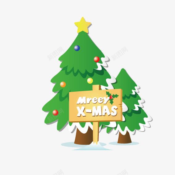 圣诞树标牌png免抠素材_新图网 https://ixintu.com 圣诞树 圣诞矢量素材 标牌