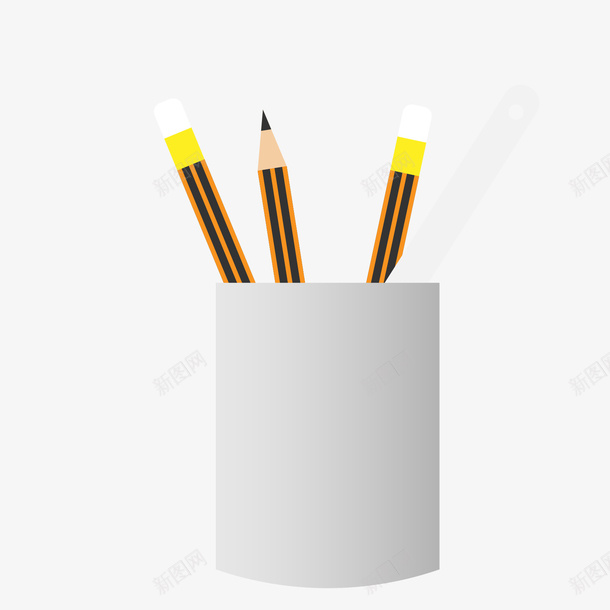 白色笔筒中的黄色铅笔矢量图ai免抠素材_新图网 https://ixintu.com 卡通 日常 白色 白色笔筒 铅笔 黄色 黄色铅笔 黑色 矢量图