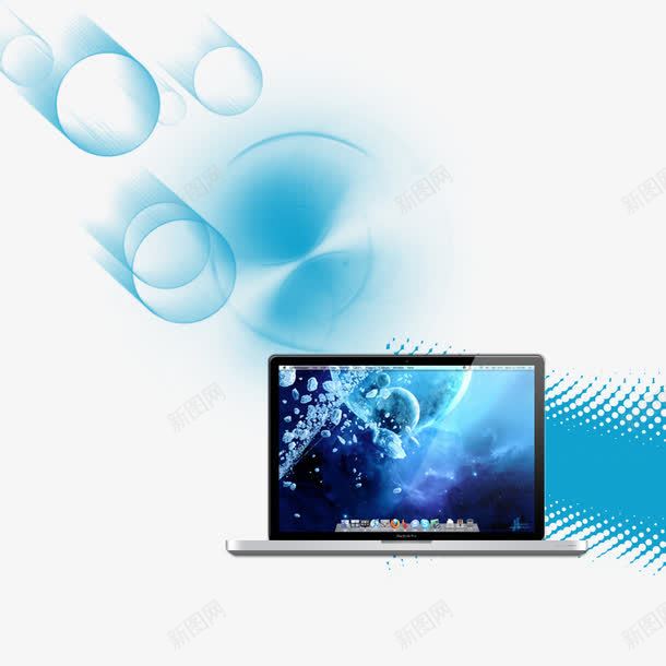 笔记本电脑psd免抠素材_新图网 https://ixintu.com 电脑 电脑科技 科技 笔记本 蓝色泡泡 计算机 透明泡泡