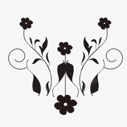 黑白素描花朵素材