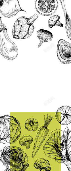 双色海报设计手绘线描食物海报背景矢量图高清图片