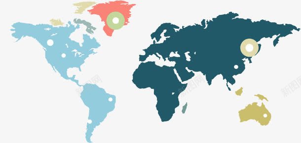 彩色地图轮廓png免抠素材_新图网 https://ixintu.com 全球 分布 商务 地图轮廓 彩色