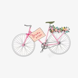 粉色单车手绘自行车高清图片